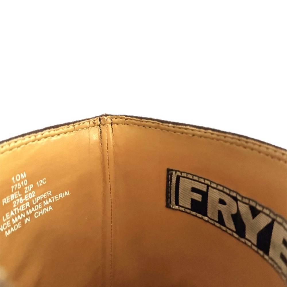 SOLD FRYE Vintage Rebel Zip Platform Chunky Square Toe Tall Brown Leather Boots - Picture 4 of 6